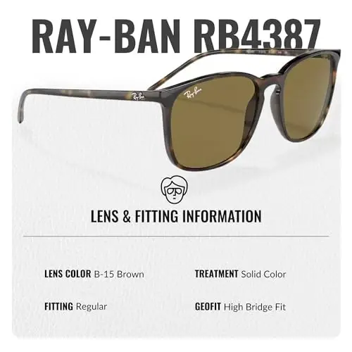 Ray-Ban RB4387 Square Shaped Sunglasses for Men & Women with Official Eyewear Kit - 5