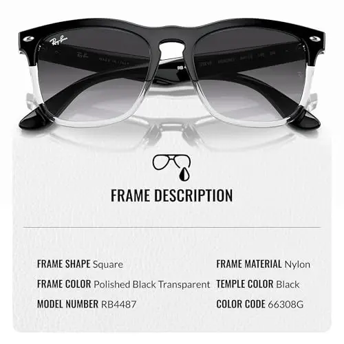 Ray-Ban RB4487 STEVE Erkaklar va ayollar uchun mo'ljallangan kvadrat shaklidagi quyoshdan himoya ko'zoynaklari rasmiy ko'zoynak to'plami bilan - 3