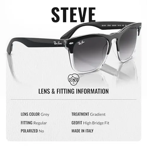 Ray-Ban RB4487 STEVE Erkaklar va ayollar uchun mo'ljallangan kvadrat shaklidagi quyoshdan himoya ko'zoynaklari rasmiy ko'zoynak to'plami bilan - 4
