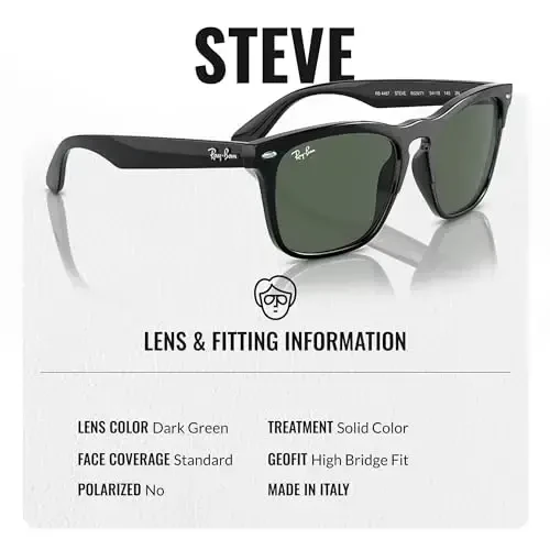 Ray-Ban RB4487 STEVE Square Shaped Sunglasses for Men & Women with Official RAYBAN Eyewear Kit - 5