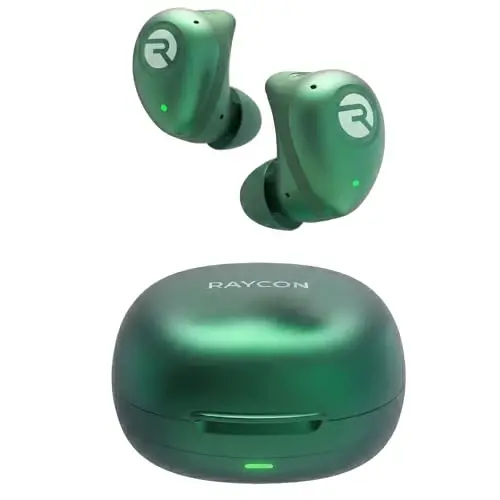 Raycon Fitness Bluetooth True Wireless Earbuds with Built in Mic 56 Hours of Battery, IPX7 Waterproof, Active Noise Cancellation, Awareness Mode, and Bluetooth 5.3 (Green) 