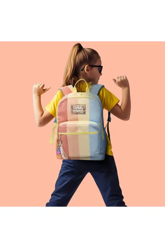 Разноцветный комплект школьных сумок из 3 предметов в полоску на осень - разноцветный - 2