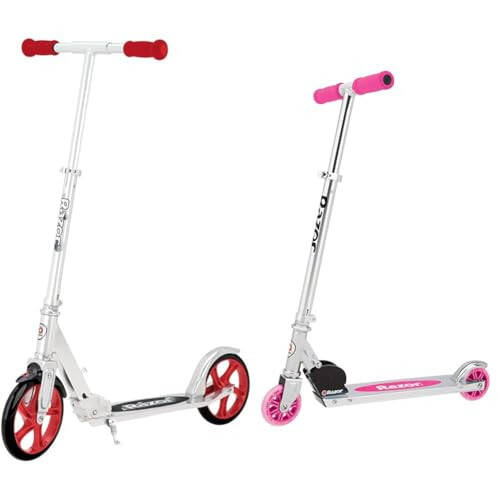 Razor A5 Lux Scooter - Red & A Kick Scooter for Kids - Lightweight, Foldable, Aluminum Frame, and Adjustable Handlebars - 1