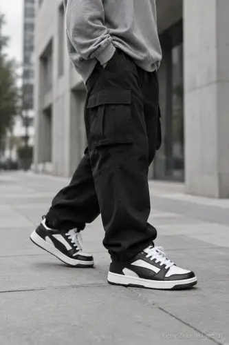 RB-3773 Unisexs Siyah Beyaz Günlük Sneaker Anatomik Taban Comfort Spor Ayakkabı - Siyah Beyaz-9655 - 1