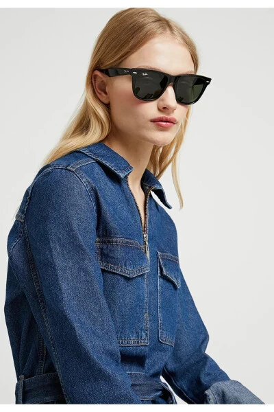 Rb2140 901 50wayfarer Siyah Kemik Yeşil Camlı Unisex Güneş Gözlüğü Rb 2140 901-Siyah - 9