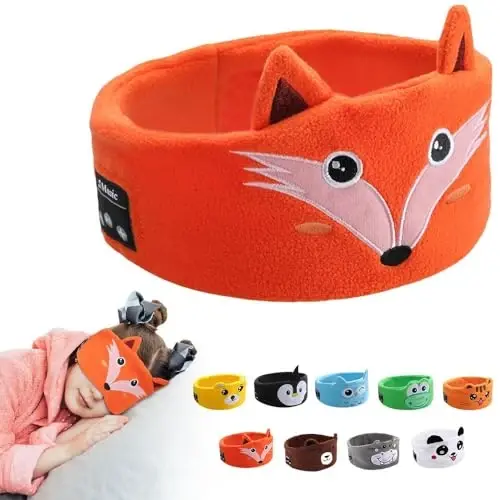 RBFSAH Kids Wireless Headphones, Over Ear Headphones for Children & Toddlers, with Thin Speakers & Super Soft Fleece Headband (Fox) 