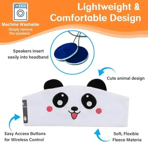 RBFSAH Kids Wireless Headphones, Over Ear Headphones for Children & Toddlers, with Thin Speakers & Super Soft Fleece Headband (Penguin) - 3