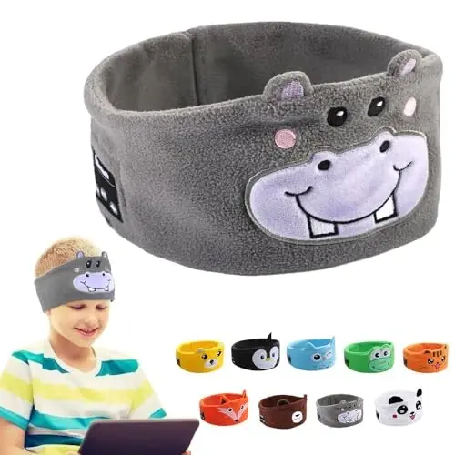 RBFSAH Kids Wireless Headphones, Over Ear Headphones for Children & Toddlers, with Thin Speakers & Super Soft Fleece Headband (Hippo) - 1