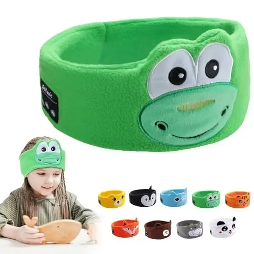 RBFSAH Kids Headphones Headband Wireless,Over The Ear Headband Headphones,Headband Earphones for Children Baby & Toddlers,with Thin Speakers & Super Soft Fleece Headband (Dinosaur) - 1