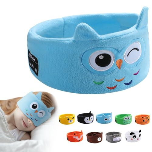 RBFSAH Kids Headphones Headband Wireless, Over The Ear Headband Headphones, Headband Earphones for Children Baby & Toddlers, with Thin Speakers & Super Soft Fleece Headband (Owl) - 1