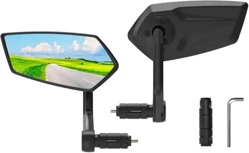 RBRL Bike Mirror Bar End Bike Mirror, Rotatable Bicycle Mirror, Automotive Grade Glass Bike Side Mirrors, Scratch Resistant E-Bike Universal Rearview Mirrors for Mountain bike (Bar end-A Set) - 1