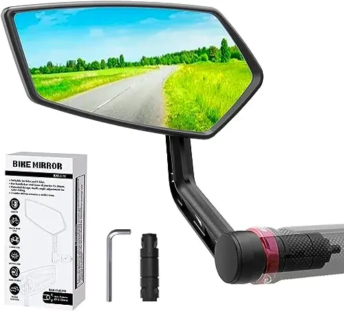 RBRL Bike Mirror Bar End Bike Mirror, Rotatable Bicycle Mirror, Automotive Grade Glass Bike Side Mirrors, Scratch Resistant E-Bike Universal Rearview Mirrors for Mountain bike (Left) 