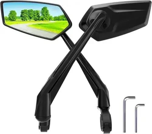 RBRL Bike Mirror Rotatable HD Crystal Clear Glass Bike Mirrors Handlebar Rearview Mirror, Wider View Bicycle Mirrors for electric bike, Scratch Resistant Bike Rear View Mirror(Handlebar-Pair) - 1