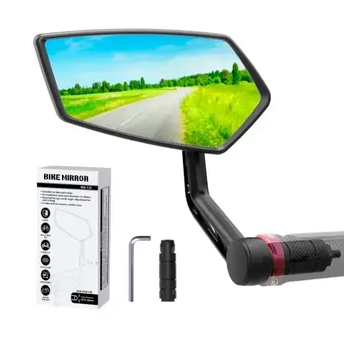 RBRL Bike Mirror Bar End Bike Mirror, Rotatable Bicycle Mirror, Automotive Grade Glass Bike Side Mirrors, Scratch Resistant E-Bike Universal Rearview Mirrors for Mountain bike (Left) - 5