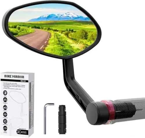 RBRL Bisiklet Aynası Gidon Ucu, Dönebilen Bisiklet Aynası, Otomotiv Camı Bisiklet Yan Aynaları, Çizilmeye Dayanıklı E-Bisiklet Evrensel Dikiz Aynaları Dağ bisikleti için (Sol) - 1
