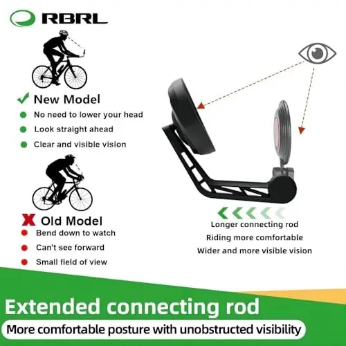 RBRL Bisiklet Aynası Gidon Ucu, Dönebilen Bisiklet Aynası, Otomotiv Camı Bisiklet Yan Aynaları, Çizilmeye Dayanıklı E-Bisiklet Evrensel Dikiz Aynaları Dağ bisikleti için (Sol) - 4