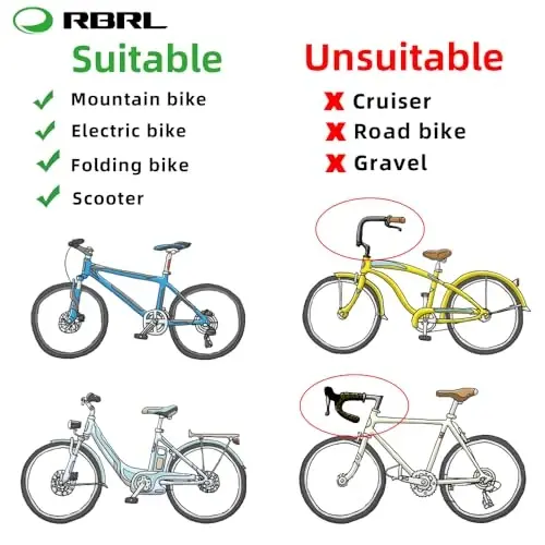 RBRL Velosiped Ko'zgusi Rullga O'rnatiladigan Velosiped Ko'zgusi, Aylanuvchi Velosiped Ko'zgusi, Avtomobil Sinfidagi Shisha Velosiped Yon Ko'zgulari, Chizilishga Chidamli E-Velosiped Universal Orqa Ko'zgulari Tog' Velosipedi Uchun (Chapda) - 4