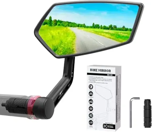 RBRL Velosiped oynasi Bar End Velosiped oynasi, Aylanadigan Velosiped oynasi, Avtomobil darajasidagi shisha Velosiped yon oynalari, Tirnalishga chidamli E-velosiped tog' velosipedi uchun universal orqa ko'rinish oynalari (o'ng) - 3