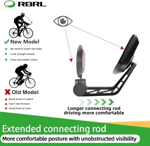 RBRL Velosiped oynasi Bar End Velosiped oynasi, Aylanadigan Velosiped oynasi, Avtomobil darajasidagi shisha Velosiped yon oynalari, Tirnalishga chidamli E-velosiped tog' velosipedi uchun universal orqa ko'rinish oynalari (o'ng) - 2