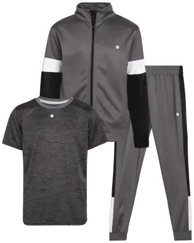 RBX Boys' Jogger Set - 3 Piece Tricot Sweatshirt, Sweatpants, and T-Shirt Tracksuit (8-12) - 1