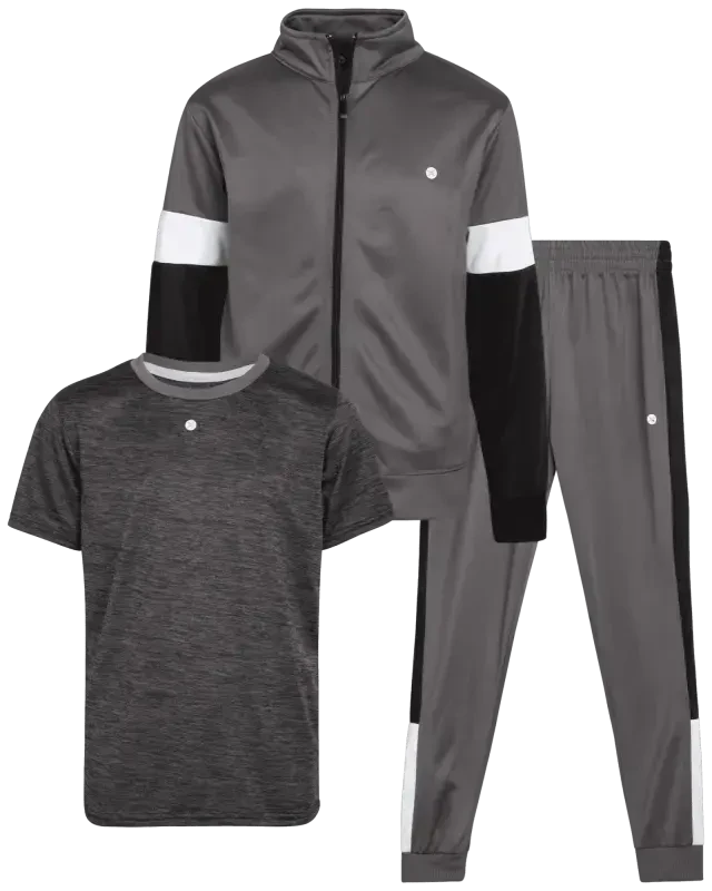 RBX Boys' Jogger Set - 3 Piece Tricot Sweatshirt, Sweatpants, and T-Shirt Tracksuit (8-12) - 1