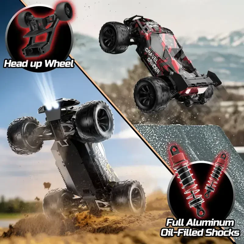 RC Car 1/16 Yuqori Tezlikdagi Masofadan Boshqariladigan Mashina 4WD yo'ltanlamas RC Yuk Mashinasi Transport Vositasi 30+ MPH Kattalar uchun Bolalar uchun Sovg'alar Ochiq Havoda O'ynash uchun 2 Akkumulyator - 6