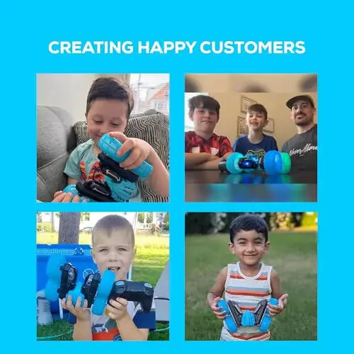 RC Stunt Car Double Sided roll,360°Rotation Remote Control Car-Colourful Light wheels,All Terrain Monster rc crawler 4WD,Rechargeable toy for 6-12 Year Old Boys Girls Birthday Gift (blue) - 3