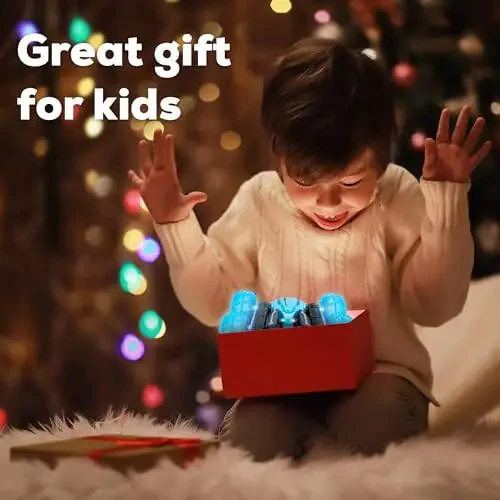 RC Stunt Car Double Sided roll,360°Rotation Remote Control Car-Colourful Light wheels,All Terrain Monster rc crawler 4WD,Rechargeable toy for 6-12 Year Old Boys Girls Birthday Gift (blue) - 12