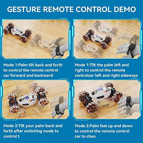 RC Stunt Araba, 2.4GHz 4WD Uzaktan Kumandalı Jest Algılama Oyuncak Arabalar, Çift Yönlü Sürüş, 360 ° Dönüş, Off Road Aracı, El Kumandalı RC Araba Işıklar ve Müzik ile, Erkek ve Kız Çocuklar İçin Doğum Günü Hediyeleri (Gri) - 5