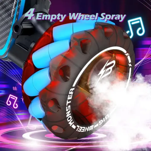 RC Stunt Car Monster Snake, Keenstone 1:10 Spray Giant Wheel Masofadan boshqariladigan o'yinchoq yuk mashinasi, yuqori tezlikda ko'tarilish va rangli gradient chiroqlari bilan musiqa, ko'k - 1