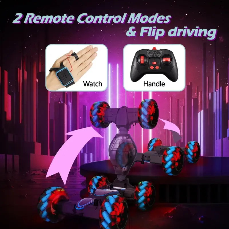 RC Stunt Car Monster Snake, Keenstone 1:10 Spray Giant Wheel Remote Control Toy Truck Car с высокоскоростным подъёмом и красочными градиентными огнями с музыкой, синий - 3