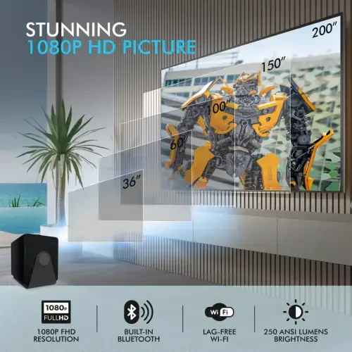 RCA, 1080P FHD ROKU Smart Streaming Projector, Powered by ROKU Express, RPJ227, 16: 9 va 4: 3 Aspect Ratios, Black - 11