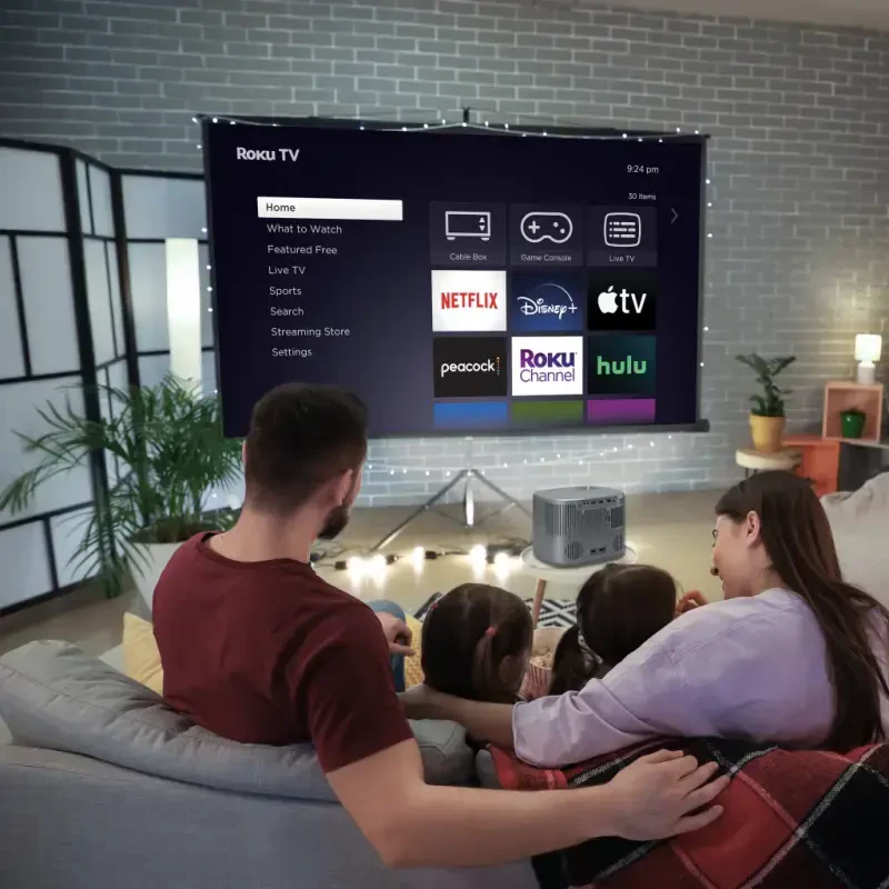 RCA 720P HD ROKU Smart Home Theater Projector, With ROKU express Streaming, 150 ANSI, RPJ185, Black - 10