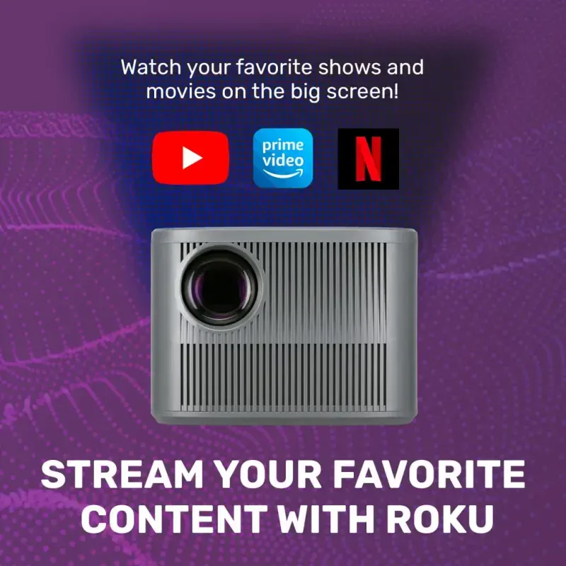RCA 720P HD ROKU Smart Home Theater Projectori, ROKU express Streaming bilan, 150 ANSI, RPJ185, Qora - 11