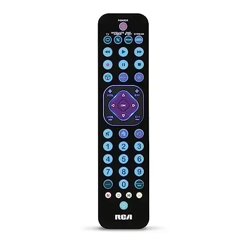 RCA Universal Rechargeable 4-Device Streaming Remote Control – for TV, Audio, Soundbar, Streaming Devices, Ultra-Slim, Rechargeable, Quick Access Keys - 2