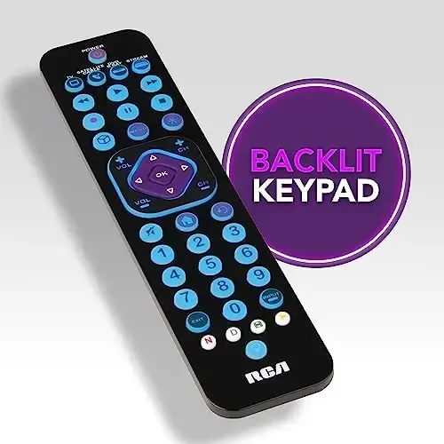RCA Universal Rechargeable 4-Device Streaming Remote Control – for TV, Audio, Soundbar, Streaming Devices, Ultra-Slim, Rechargeable, Quick Access Keys - 7
