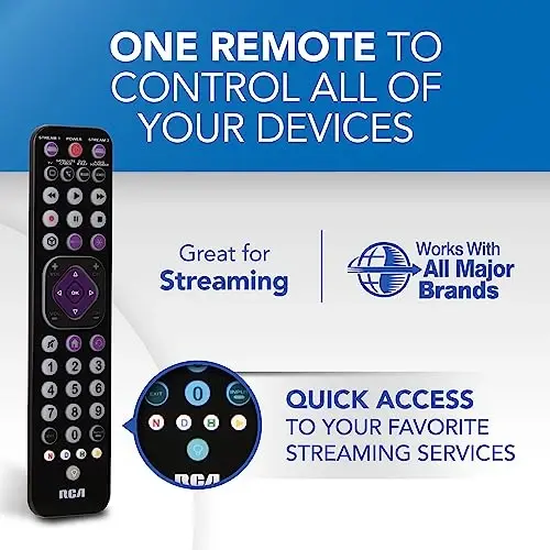 RCA Universal qayta zaryadlanuvchi 6 qurilmali oqimli masofadan boshqarish pulti – TV, audio, soundbar, oqimli qurilmalar uchun, ultra-ingichka, qayta zaryadlanuvchi, tezkor kirish tugmalari - 5