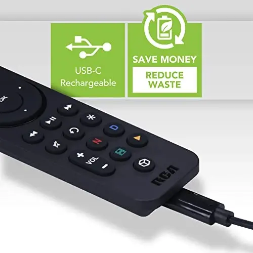 RCA Universal Rechargeable 3-Device Streaming Remote Control – for TV, Audio, Soundbar, Streaming Devices, Ultra-Slim, Rechargeable, Quick Access Keys - 3