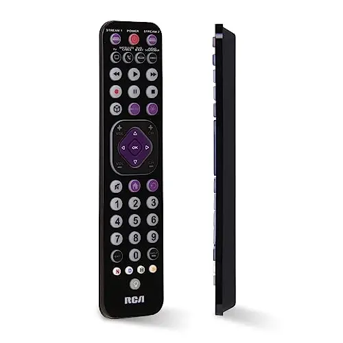 RCA Universal Rechargeable 6-Device Streaming Remote Control – for TV, Audio, Soundbar, Streaming Devices, Ultra-Slim, Rechargeable, Quick Access Keys 