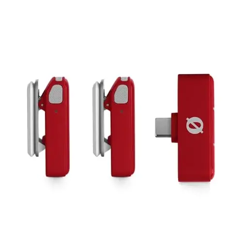 RØDE Wireless Micro - Compact Wireless Microphone, Two Mics with Charge Case for Smartphone Content Creation - USB-C, Red - 3
