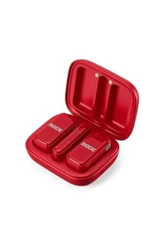 RØDE Wireless Micro - Compact Wireless Microphone, Two Mics with Charge Case for Smartphone Content Creation - USB-C, Red - RODE