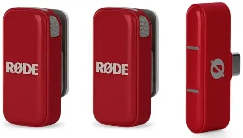 RØDE Wireless Micro - Compact Wireless Microphone, Two Mics with Charge Case for Smartphone Content Creation - USB-C, Red - RODE (1)