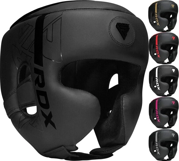 RDX Headgear for Boxing, MMA Training, Adjustable Padded KARA Head Gear for Cheeks, Forehead and Ear Protection, Muay Thai Headgear, Kickboxing,-BLACK - RDX