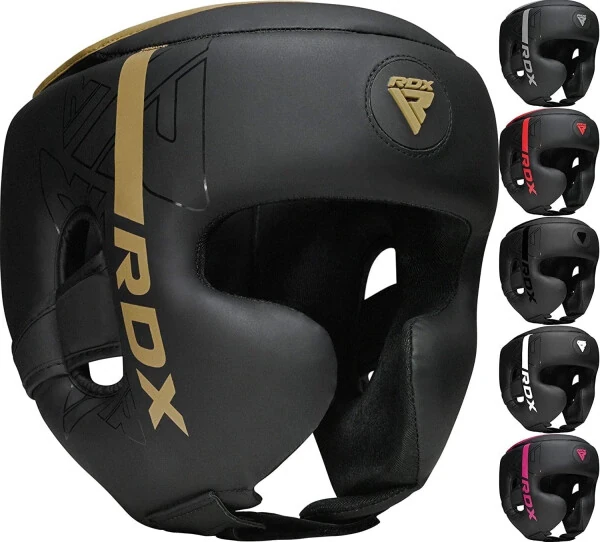 RDX Headgear for Boxing, MMA Training, Adjustable Padded KARA Head Gear for Cheeks, Forehead and Ear Protection, Muay Thai Headgear, Kickboxing,-GOLD - RDX