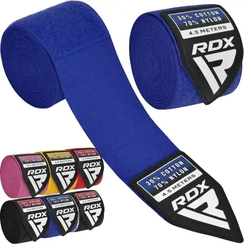 RDX Boxing Hand Wraps Inner Gloves, 4.5 Meter 180 Inches Elasticated Thumb Loop Bandages, Under Mitts Wrist Hand Protection, Muay Thai MMA Kickboxing Martial Arts, Punching Bag Speed Ball Training-BLUE - 7