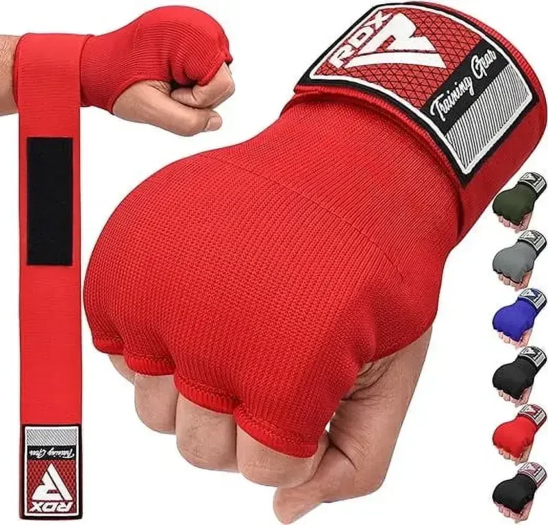 RDX Gel Boxing Hand Wraps Inner Gloves Men Women, Quick 100cm Long Wrist Straps, Elasticated Padded Fist Under Mitts Protection, Muay Thai MMA Kickboxing Martial Arts-RED - 5