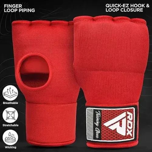 RDX Boxing Hand Wraps Inner Gloves Quick 75cm Long Wrist Straps Padded - RDX (1)