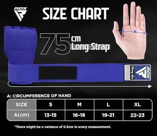 RDX Gel Boxing Hand Wraps Inner Gloves Men Women, Quick 100cm Long Wrist Straps, Elasticated Padded Fist Under Mitts Protection, Muay Thai MMA Kickboxing Martial Arts-BLUE - 3