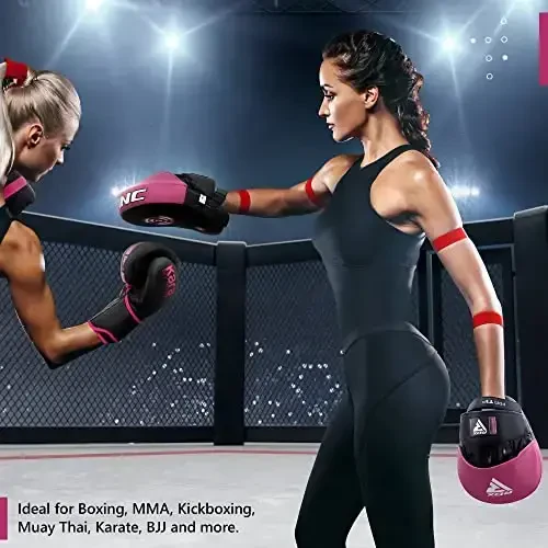 RDX Boxing Pads Focus Mitts, Maya Hide Leather Curved Hook and Jab Target Hand Pads, Great for MMA, Kickboxing, Martial Arts, Muay Thai, Karate Training, Padded Punching, Coaching Strike Shield - 6