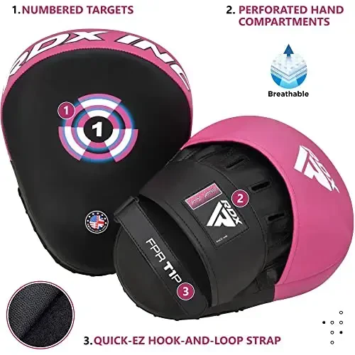 RDX Boxing Pads Focus Mitts, Maya Hide Leather Curved Hook and Jab Target Hand Pads, Great for MMA, Kickboxing, Martial Arts, Muay Thai, Karate Training, Padded Punching, Coaching Strike Shield - Modazone (1)